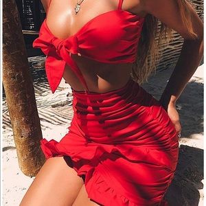 Brand new Two piece red outfit w/adjustable straps